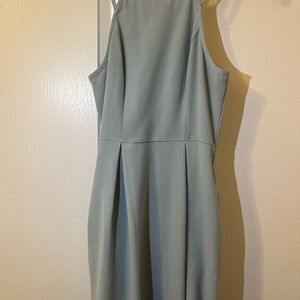 Sage Green Sleeveless Halter Sheath Dress for Cocktail